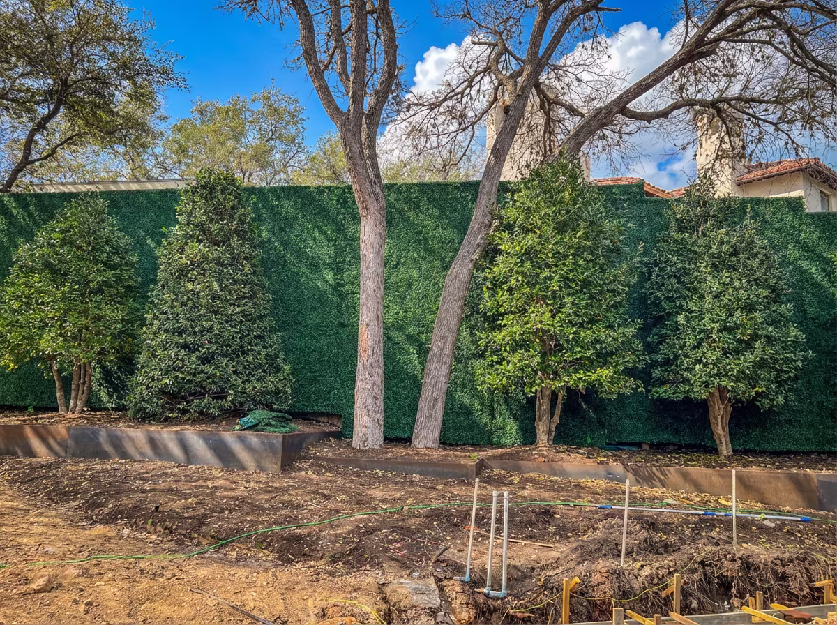 Austin Residential Privacy Wall on an Existing 16-Foot Screen after install 2